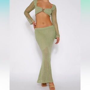 Crochet Knit 2 Piece Skirt Set